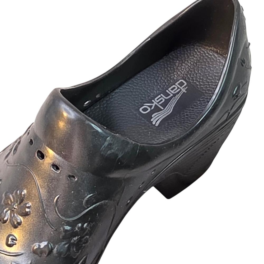 Dansko Pixie Black Floral Rubberized Nursing Casu… - image 9